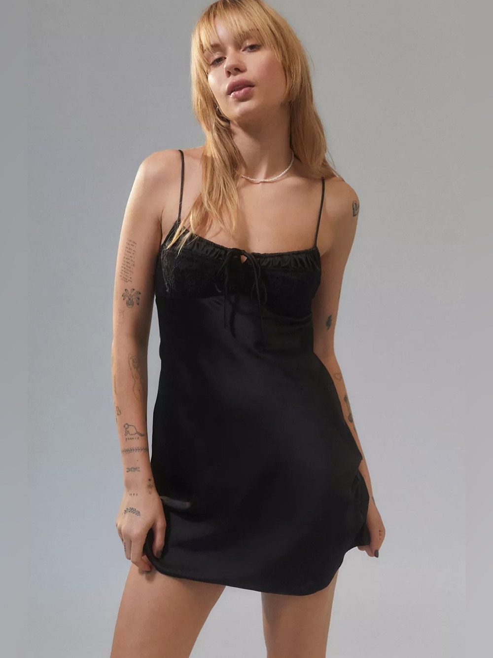 Urban Outfitters 90s Y2K Style Perrie Lace Inset Mini Slip Dress Romantic Whimsy